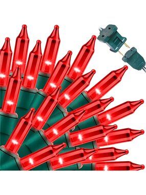 Extendable Red Christmas Lights Decor 100Lights 19.6ft Mini Bulb String Lights